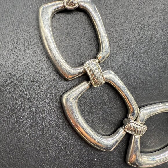 Avenue Silver-Tone Square Link Necklace 19-22" Adjustable Chain - Picture 3 of 5